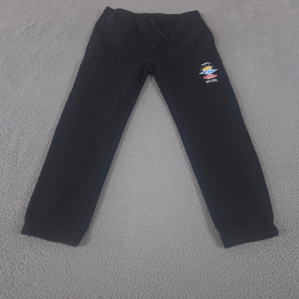 Rip Curl Sweatpants Mens XL Black Search Icon Straight Leg Cotton Blend Fleece
